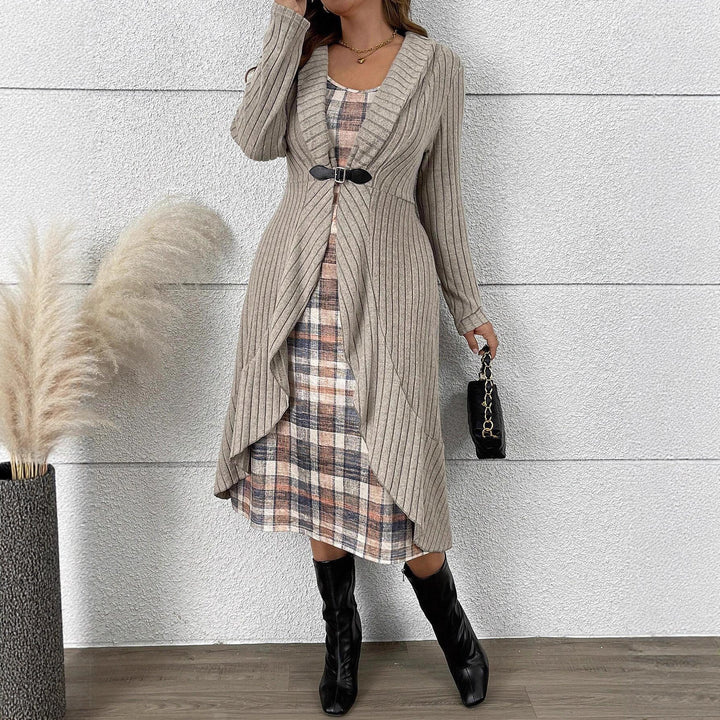 Damen Strickjacke mit asymmetrischem Saum und modischer Schnalle Drune