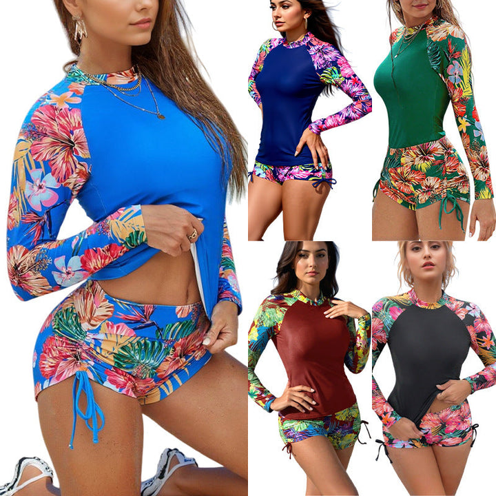 Damen Rashguard mit floralem Design und kurzen Hosen Drune