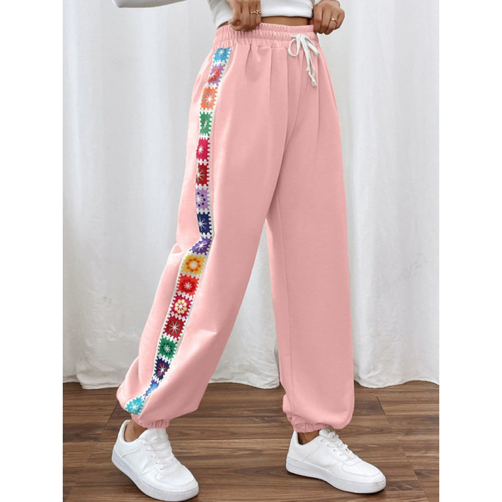 Damen Sportliche Freizeithose mit buntem Streifen Drune