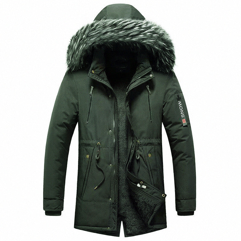 Herren Wattierter Winterparka mit Kapuze und Kunstfellbesatz, wasserabweisend und thermoisoliert Drune