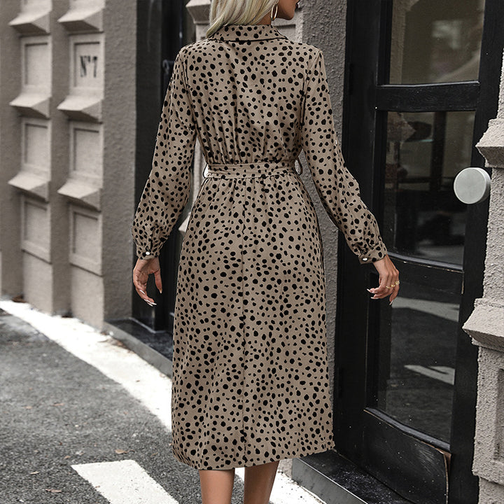 Damen Hemdblusenkleid mit Taillenriemchen, dreiviertel-Ärmeln und seitlichem Schlitz Drune