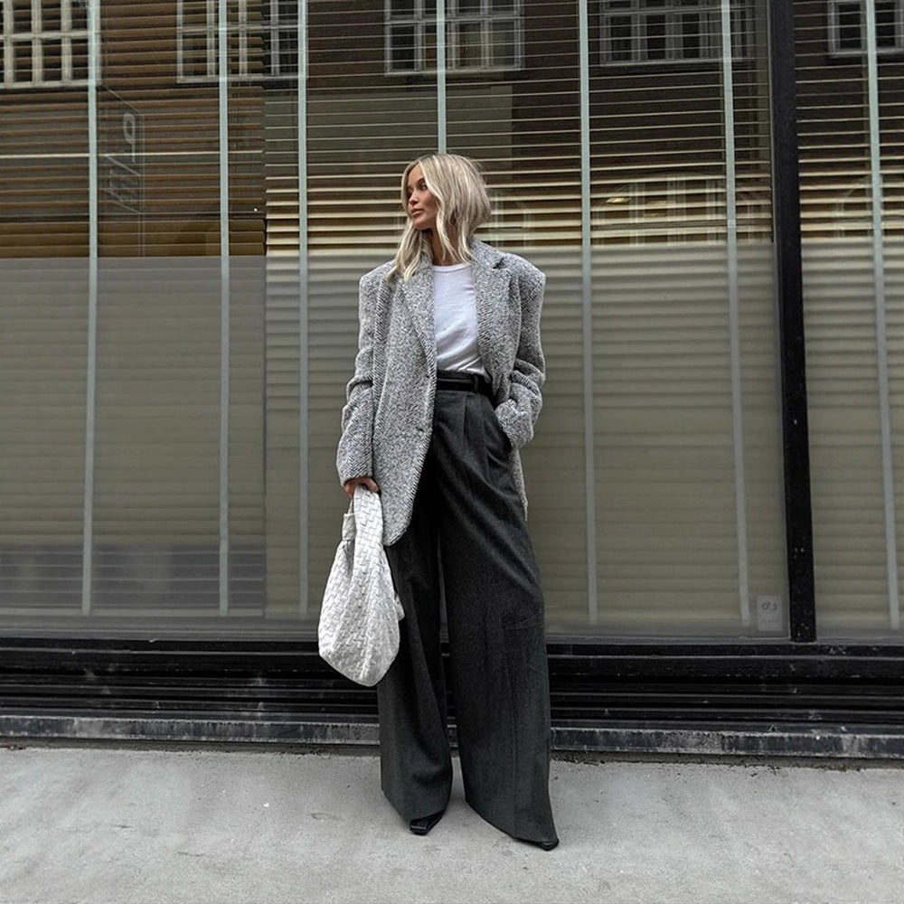 Damen Oversize Wollmix-Blazer im Bouclé-Look mit kastiger Silhouette Drune