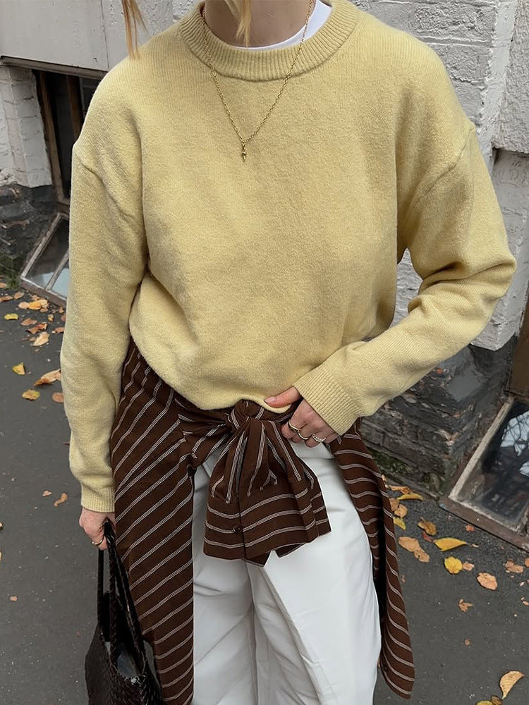 Damen Boxy Feinstrickpullover mit Raglanärmeln und geripptem Bündchen Drune