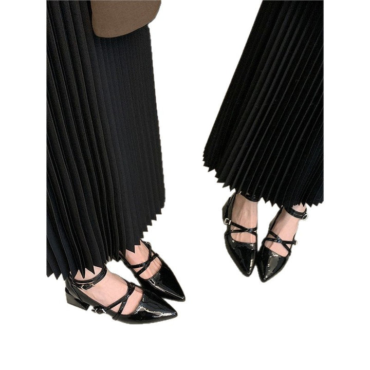 Damen Spitz zulaufende Riemchen‑Mules im Mary‑Jane‑Stil mit verstellbarem Knöchelriemen und geformtem Blockabsatz Drune