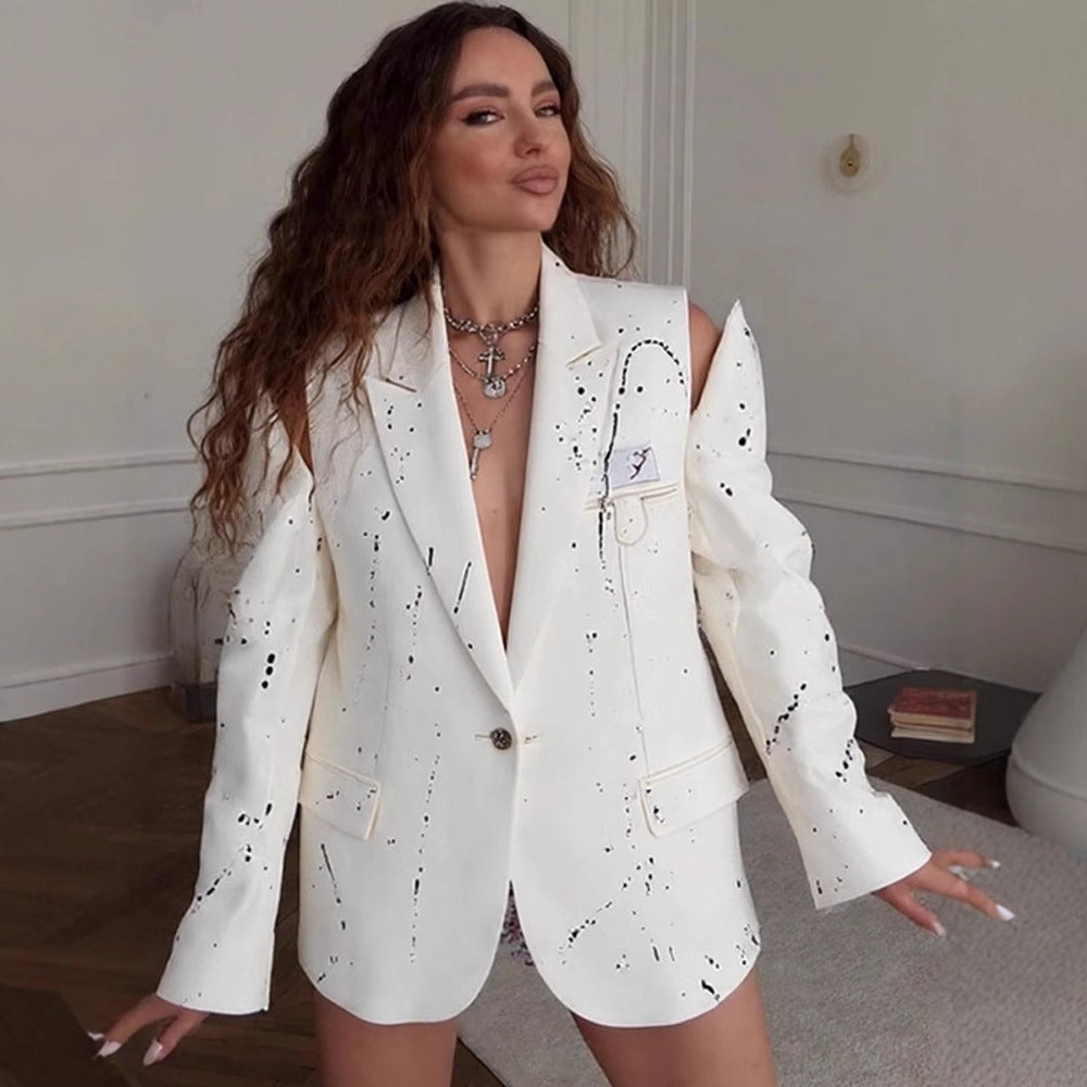 Damen Übergrößen Blazer mit kreativen Designelementen Drune