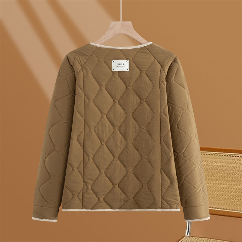 Damen nan gesteppte Übergangsjacke mit Rautenstepp, Rundhals und Druckknopfleiste Drune