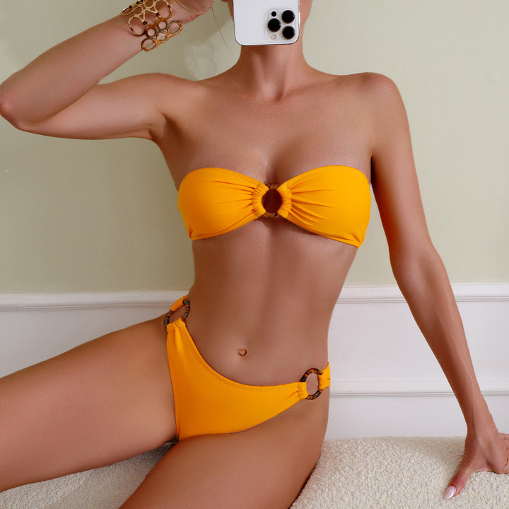 Damen Bandeau-Bikini mit modischen Ringdetails Drune