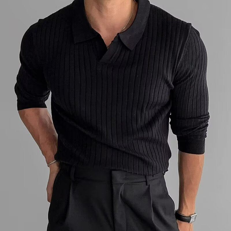 Herren Elegantes Strickpolo mit strukturiertem Design Drune