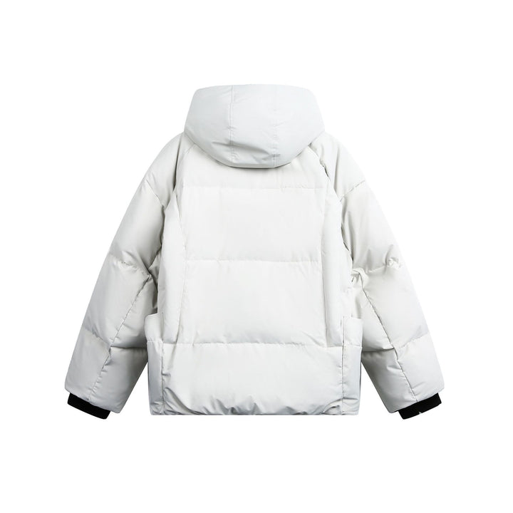 Damen weit geschnittener Steppparka mit hohem Kragen, Kapuze und Cargo-Taschen Drune