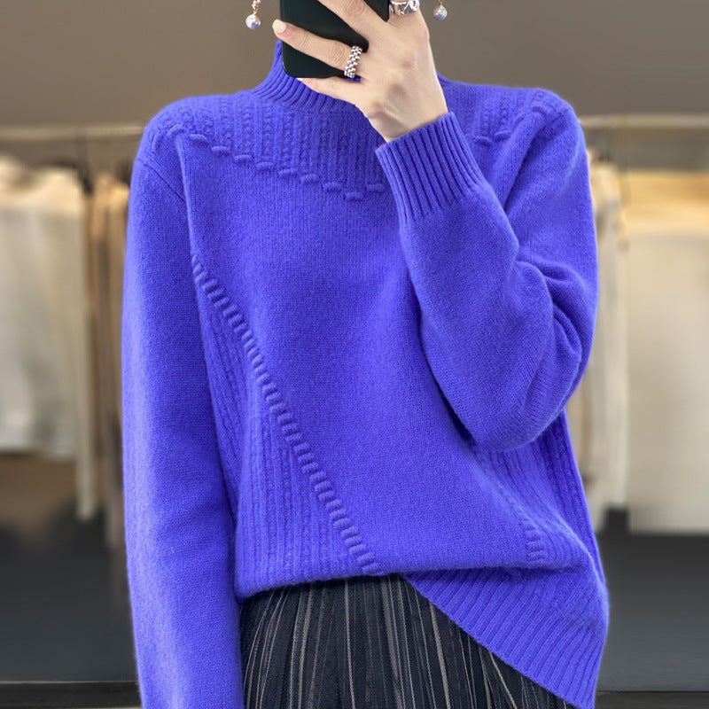Damen Strickpullover mit strukturiertem Kragen und asymmetrischem Schnitt Drune