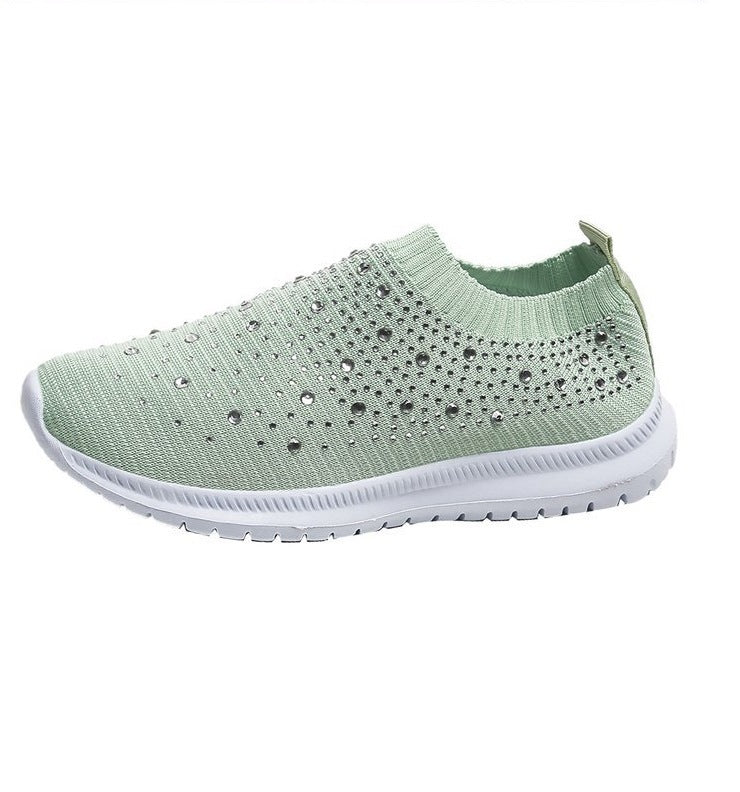 Damen Strick-Slipper-Sneaker mit Strassbesatz und flexibler Komfortsohle Drune
