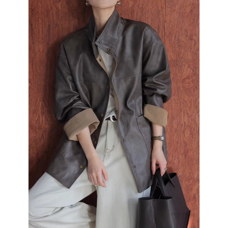 Damen Lederjacke mit modernem Schnitt Drune