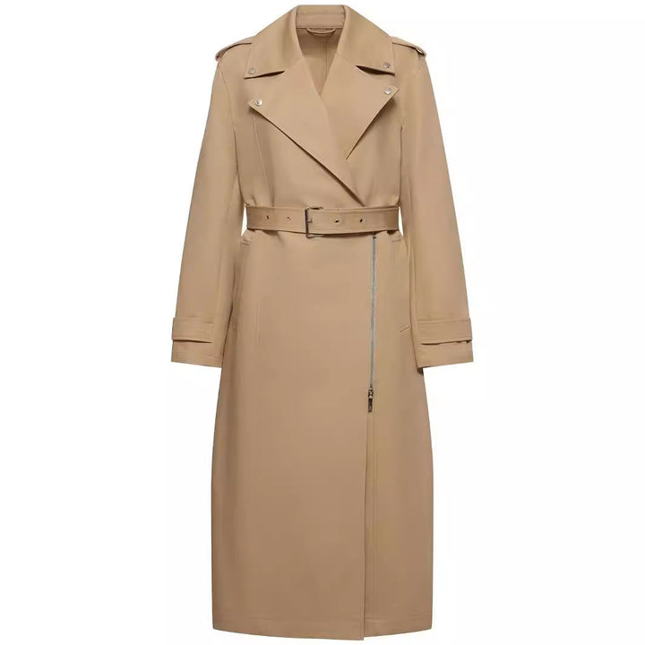 Damen bodenlanger Oversize-Trenchcoat mit Reißverschluss und weitem Schalkragen Drune