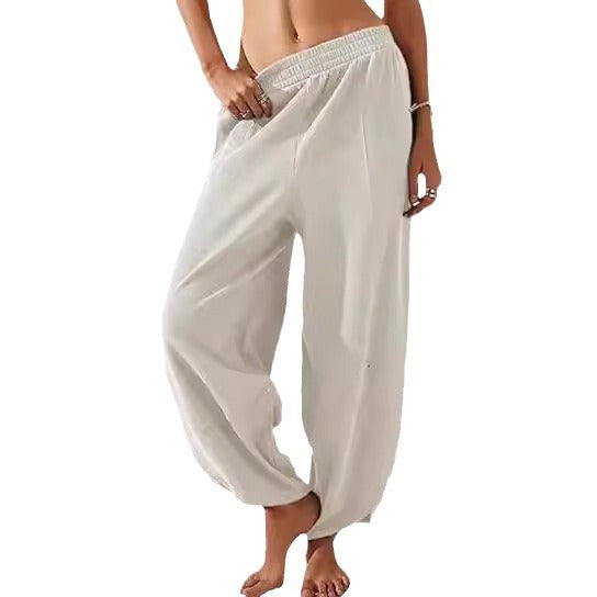 Damen weite Lounge-Hose mit elastischem Bund und Taschen Drune