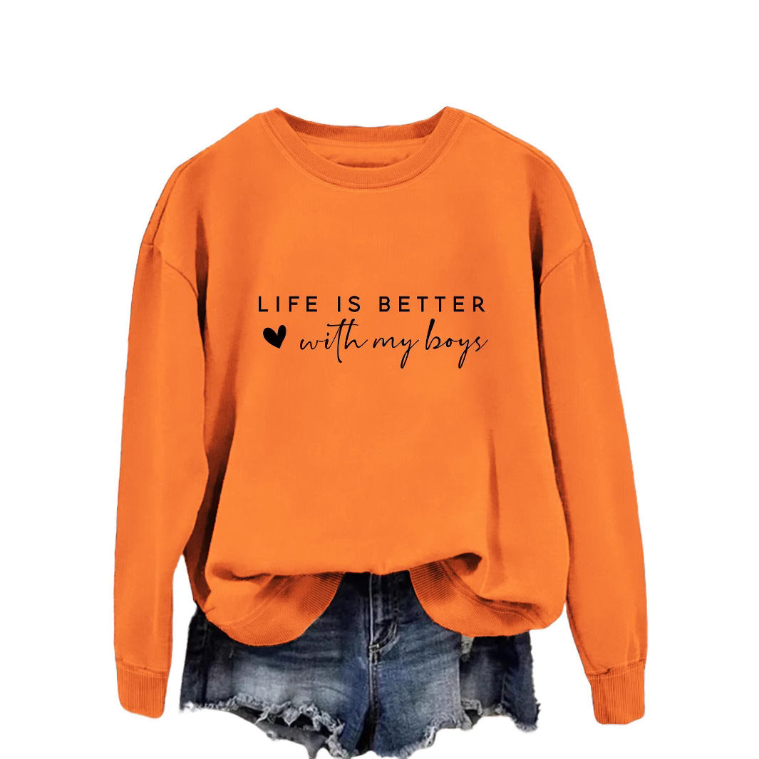 Damen gemütlicher Rundhals-Sweater mit inspirierendem Aufdruck Drune