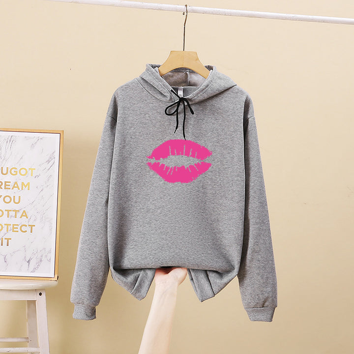 Damen Hoodie mit auffälligem Lippenmotiv Drune