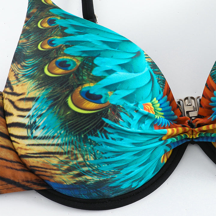 Damen Triangel-Bikini-Set mit modischem Schmuckdetail und verstellbaren Trägern Drune