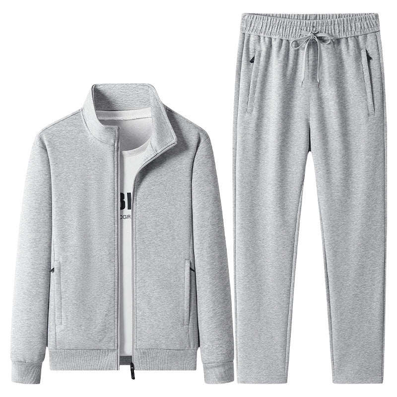 Herren Freizeit-Trainingsanzug Set mit Stehkragen Reißverschlussjacke und Jogginghose aus French Terry Drune