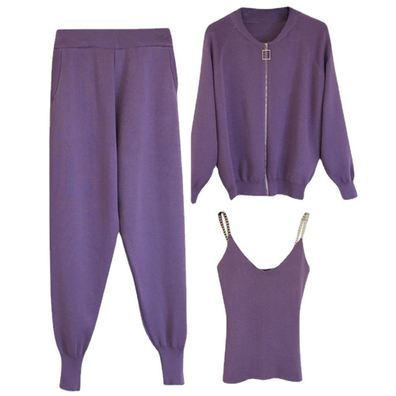 Damen sportliches Freizeit-Loungewear-Set mit Reißverschluss Drune