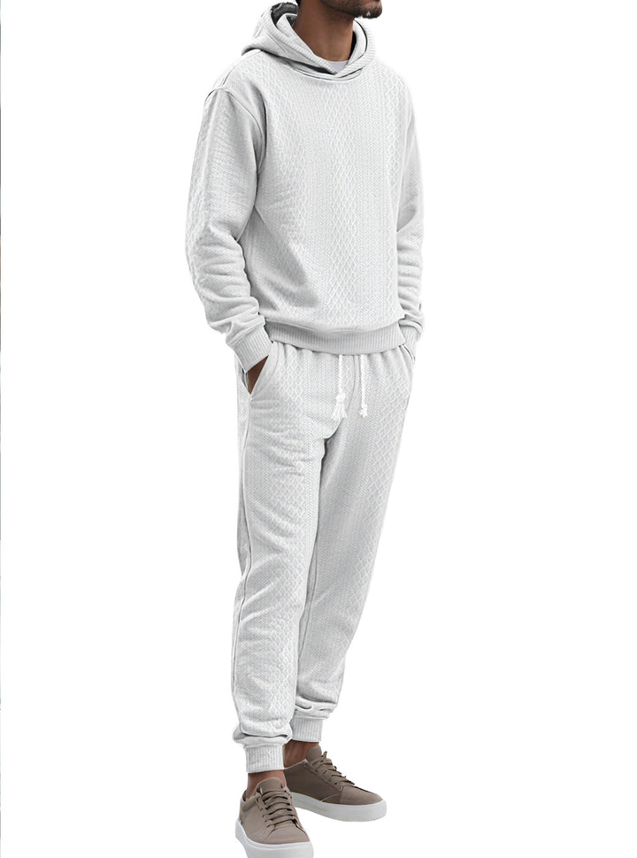 Herren Strukturierter Lounge-Set mit Kapuzenpullover und Jogginghose Drune