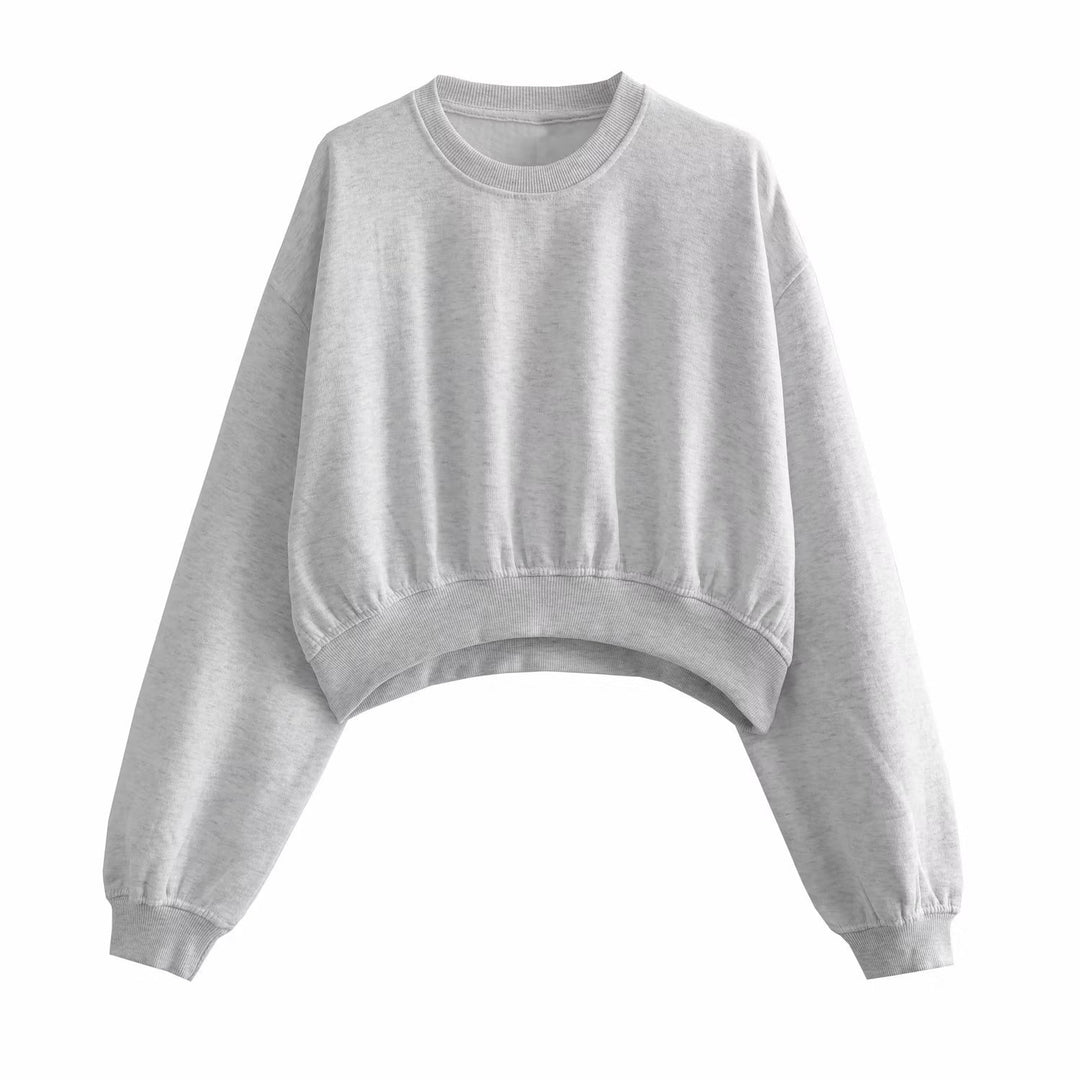 Damen Kurzes Oversize‑Sweatshirt mit gerafftem Saum und Ballonärmeln Drune
