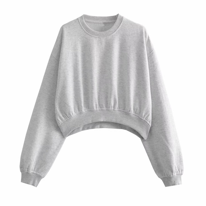 Damen Kurzes Oversize‑Sweatshirt mit gerafftem Saum und Ballonärmeln Drune