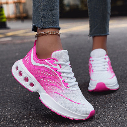 Damen nan sportive Strick-Laufschuhe mit belüfteter Luftkammersohle und ergonomischer Abrollsohle Drune