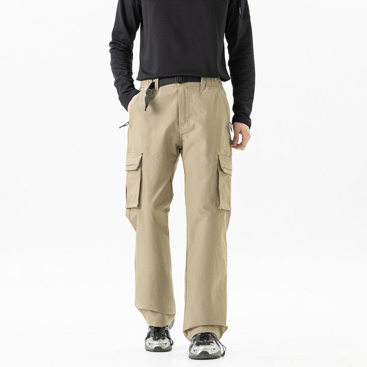 Herren Utility-Cargohose im technischen Trekking-Stil mit integriertem Gürtel und Mehrfach‑Taschen Drune