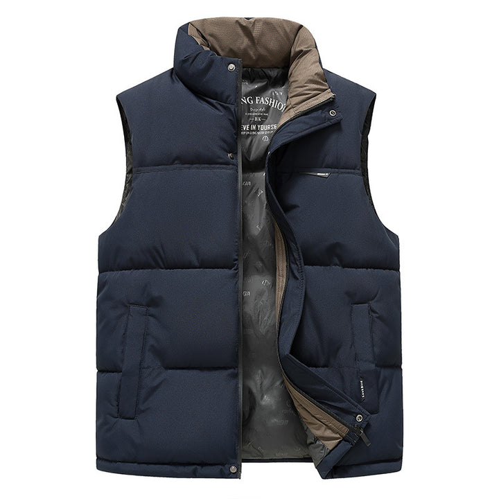 Herren Thermo-Pufferweste mit verstärktem Kragen, Zweifachverschluss & Futter mit Logo-Print Drune
