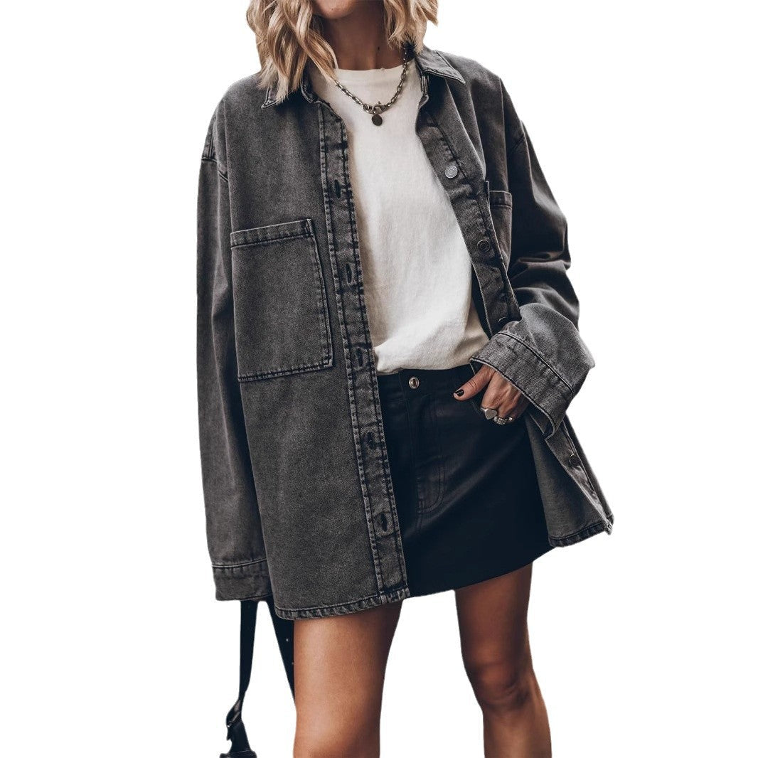 Damen Oversized Jeanshemd Drune
