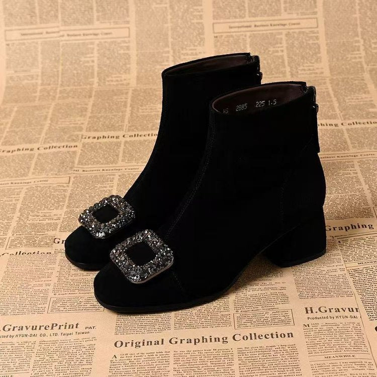 Damen Elegante Stiefeletten mit Schmuckdetails Drune