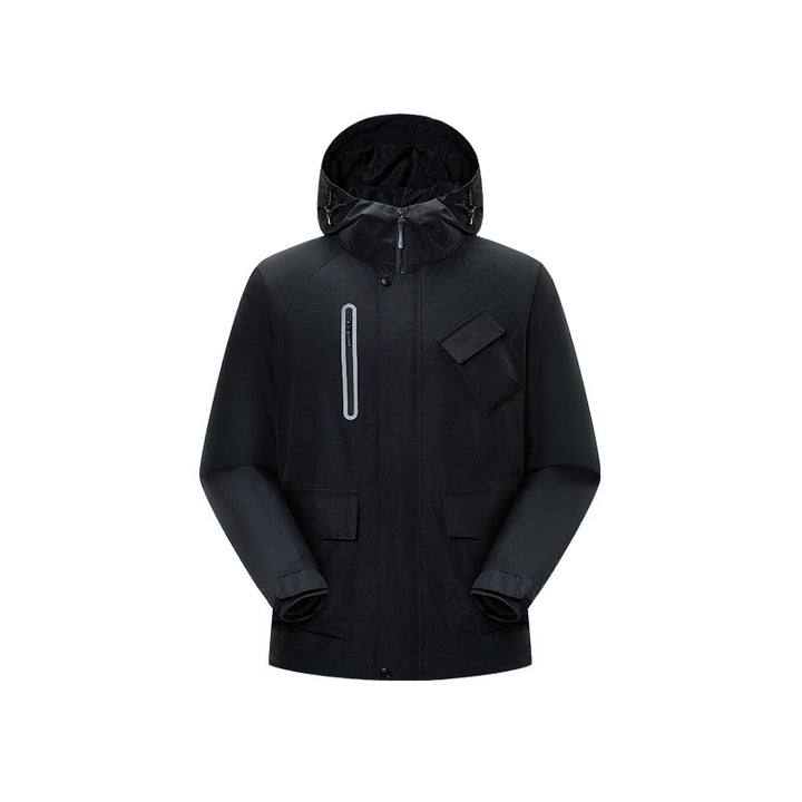 Herren Technische Regen‑Softshelljacke mit Kapuze, verschweißten Nähten und taktischen Taschen Drune