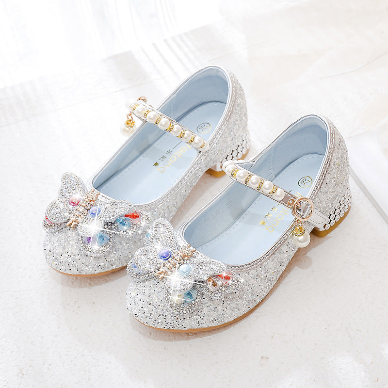 Mädchen Ballerinas mit funkelnden Schmetterlingsapplikationen und Perlenverzierungen Drune