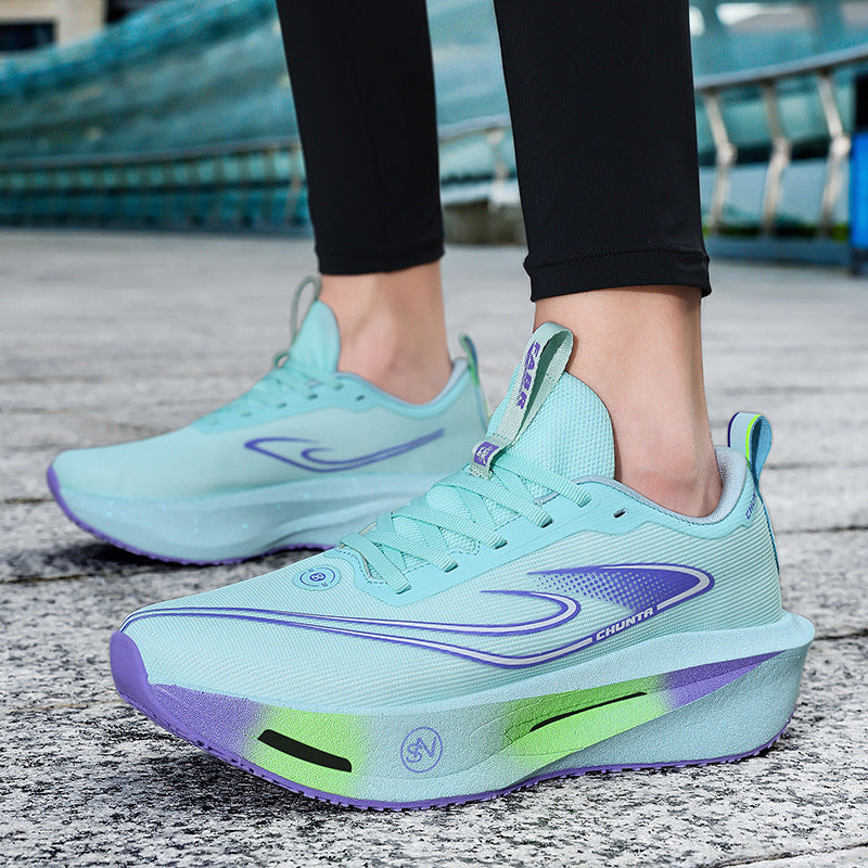 Unisex fließende Race-Performance-Sneaker mit hochprofilierter reaktiver Schaum-Zwischensohle und nahtlosem Leichtstrick-Obermaterial Drune