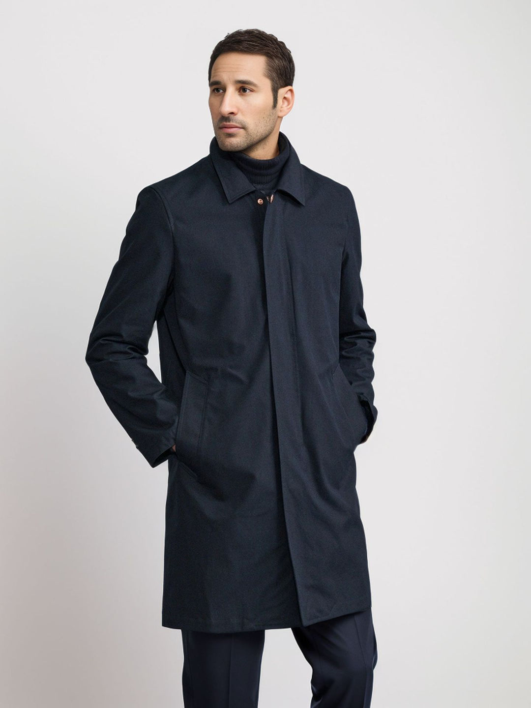 Herren eleganter Übergangsmantel mit praktischen Taschen und modernem Kragen Drune