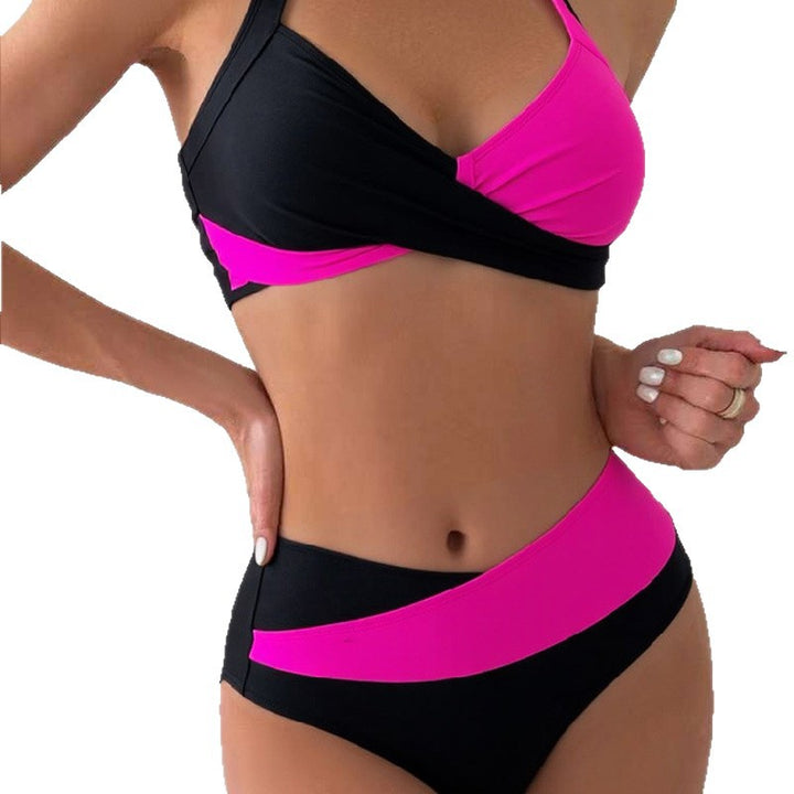 Damen Modischer Bikini mit asymmetrischem Schnitt und Kontrastdetails Drune