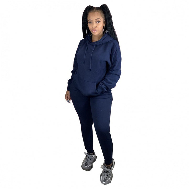 Damen Zweiteiliges Freizeitset mit Oversize Kapuzenpullover und Leggings mit hohem Bund, schmaler Passform Drune