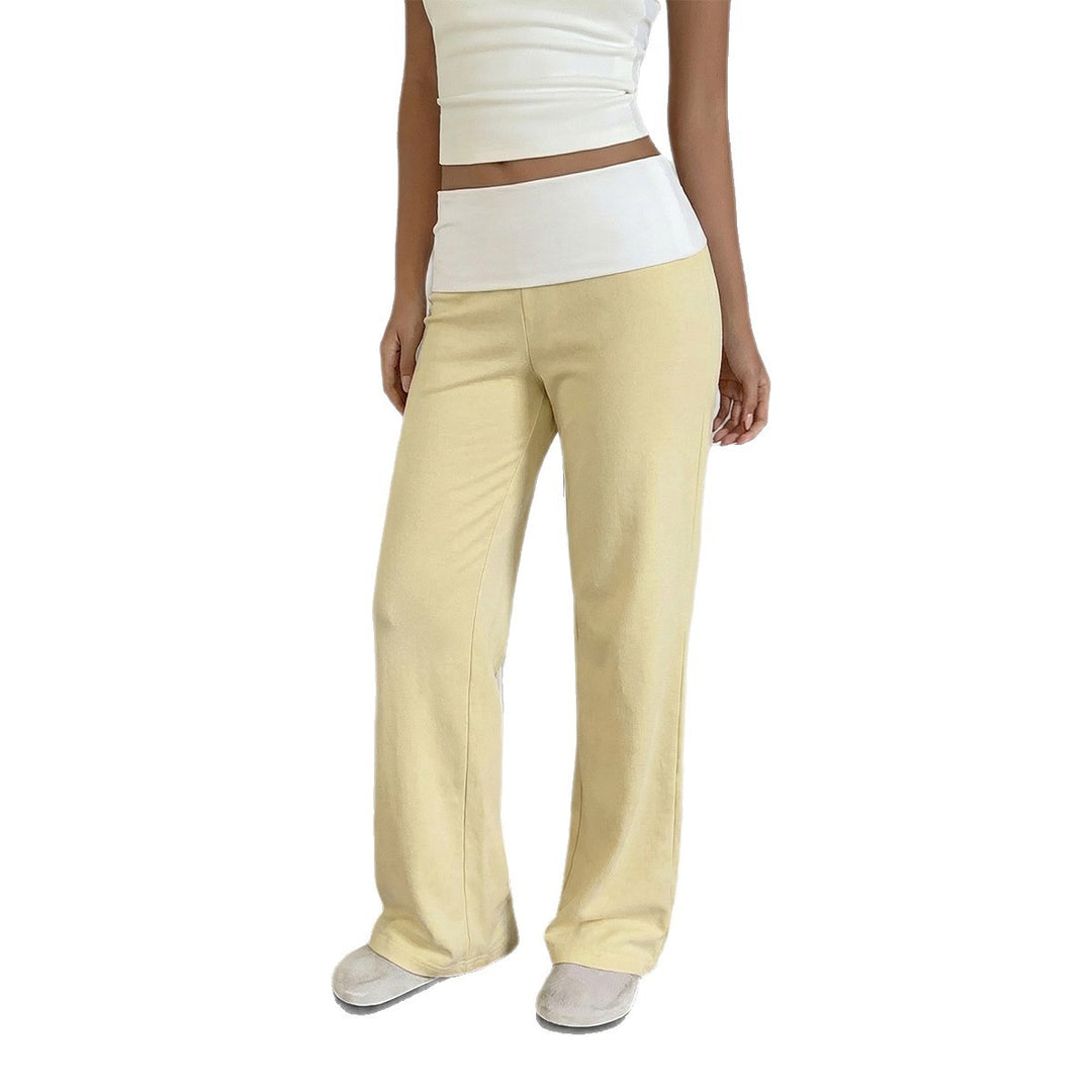Damen nan weite Loungehose mit hohem Umschlagbund und fließendem Stretchjersey Drune