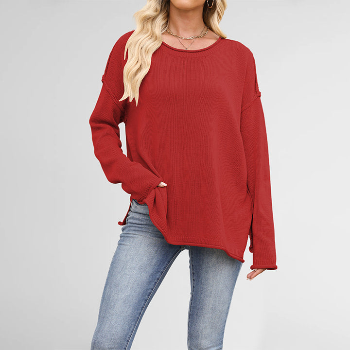 Damen gemütlicher Strickpullover mit weitem Schnitt Drune
