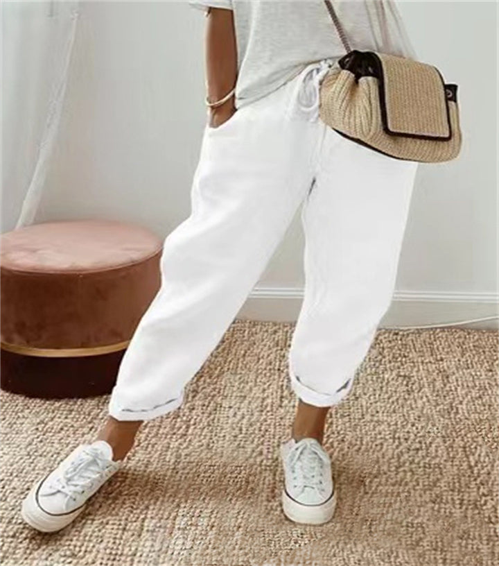 Damenschalotte-Haremshosen mit floralem Stickmuster Drune