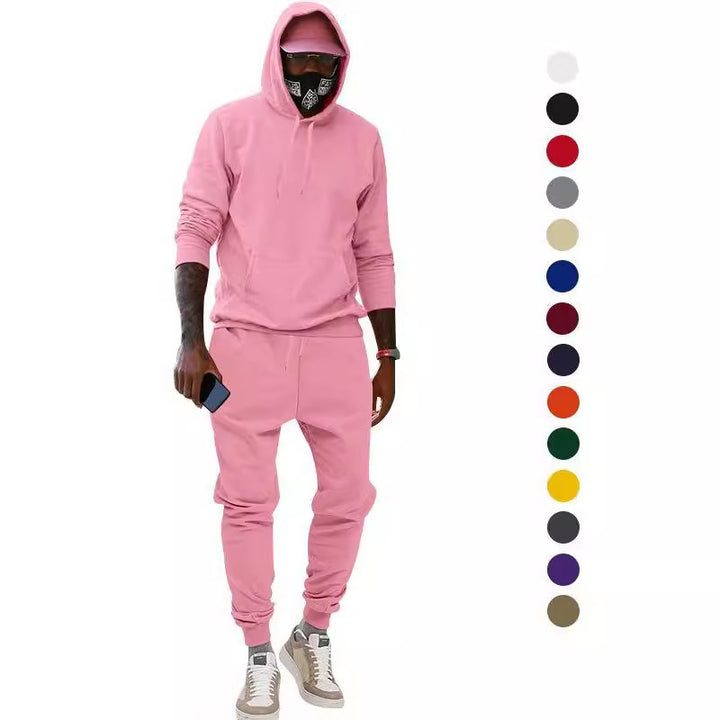 Herren nan lässiges Hoodie- und Jogging-Set aus French Terry mit Kängurutasche, gerippten Bündchen und elastischem Tunnelzugbund Drune