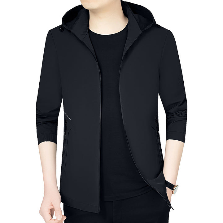 Herren Leichte Kapuzenjacke im urbanen Travel-Style mit Dreiviertelärmeln Drune