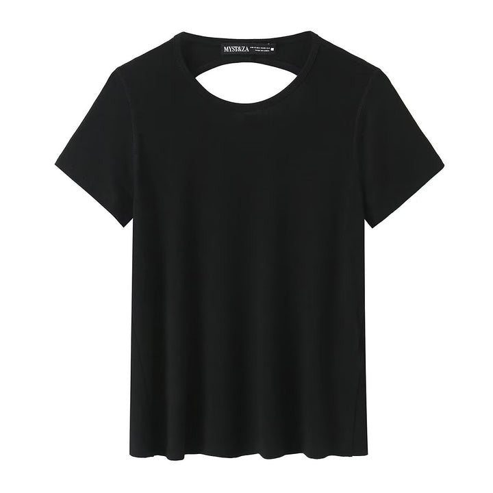 Damen Freizeit T-Shirt mit modernem Rückenausschnitt und hochwertiger Baumwolle Drune