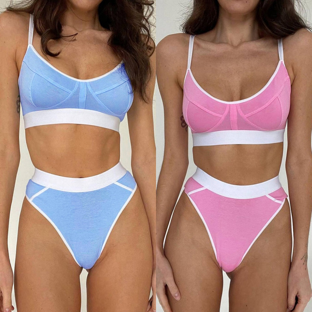 Damen Sportliches Bikini-Set mit verstellbaren Trägern und hohem Schnitt Drune