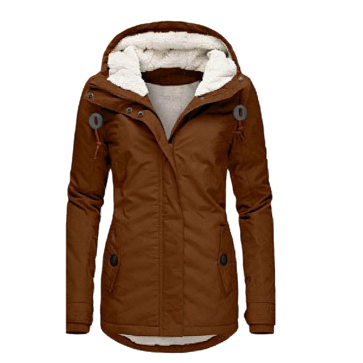 Damen Wasserabweisender Parka mit Teddyfutter, Kapuze und Taillierter Passform Drune