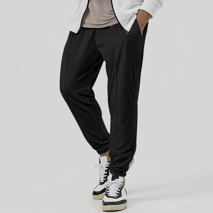 Herren Tapered-Jogginghose im Leinenlook mit Bügelfalte und Bündchen Drune
