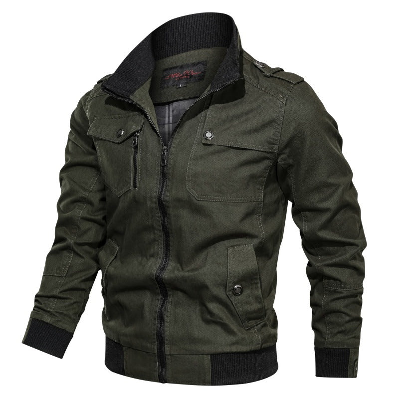 Herren nan robuste Field-Bomberjacke mit Reißverschluss, Schulterklappen und mehreren funktionalen Taschen Drune