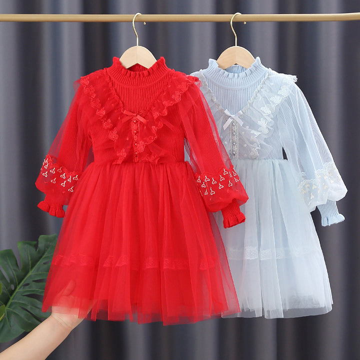 Mädchen festliches Tüllkleid mit Rüschendetails Drune