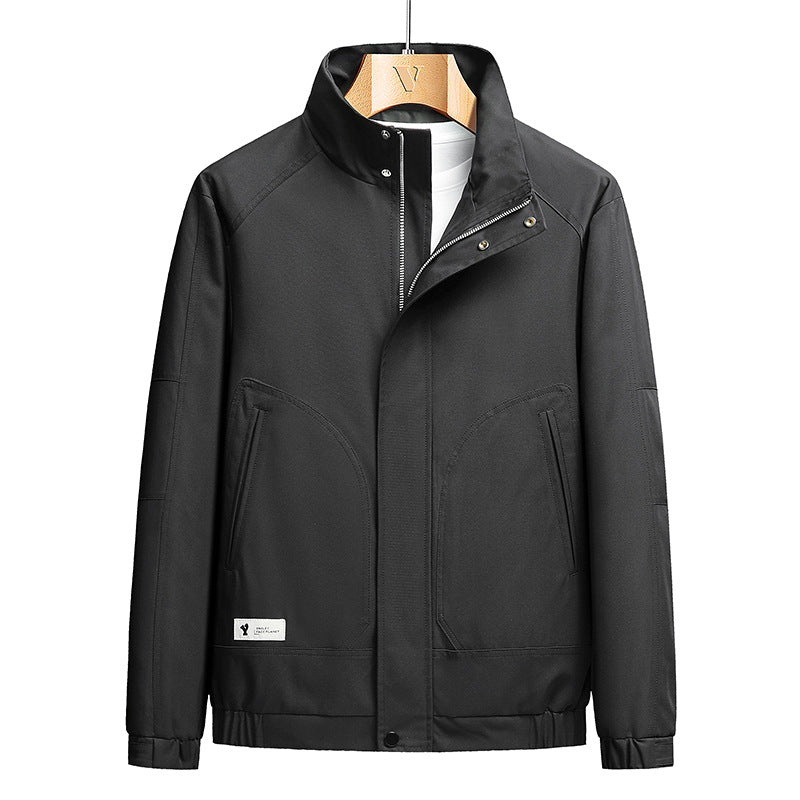 Herren Leichte Stehkragen-Fieldjacke mit verdeckter Reißverschlussleiste und elastischem Saum Drune