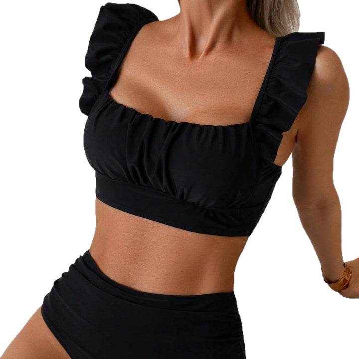 Damen Hochgeschnittener Bikini mit Rüschenoberteil Drune